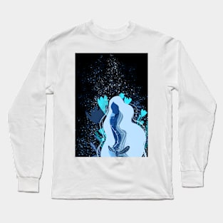 Magical Lady 3, Blue Figure Illustration Long Sleeve T-Shirt